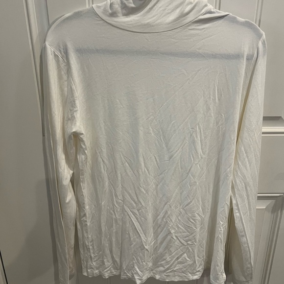 NWOT Cream Long Sleeve Fitted T-Shirt with Mock Neckline - Picture 1 of 4